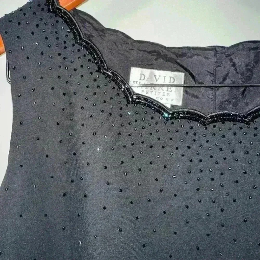 Vintage 90’s David Warren Black Tank with Sequins Top / Petite New York / 12P - Picture 5 of 12